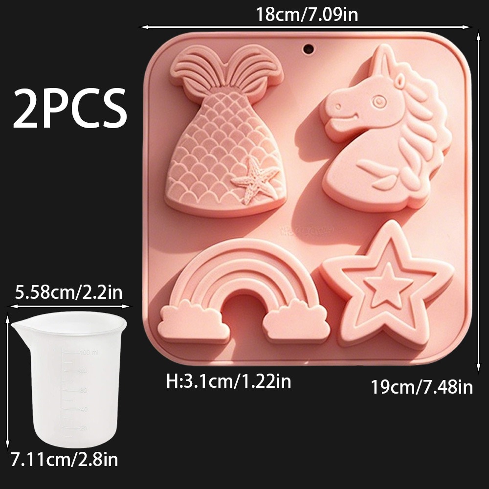 2pcs/set 4 Cavity Unicorn Rain - Candle Making Accessories review and price