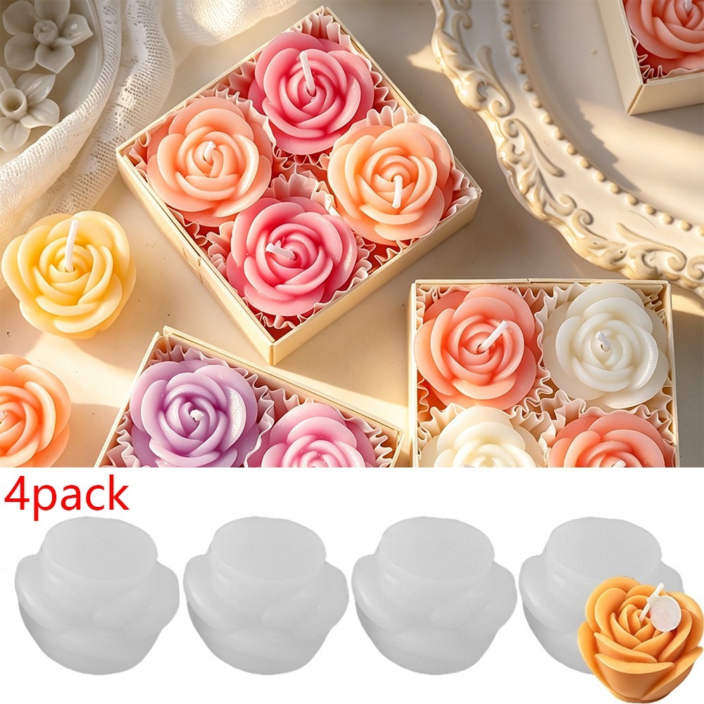 4pcs/set Rose Candle Silicone  - Candle Making Date review and price
