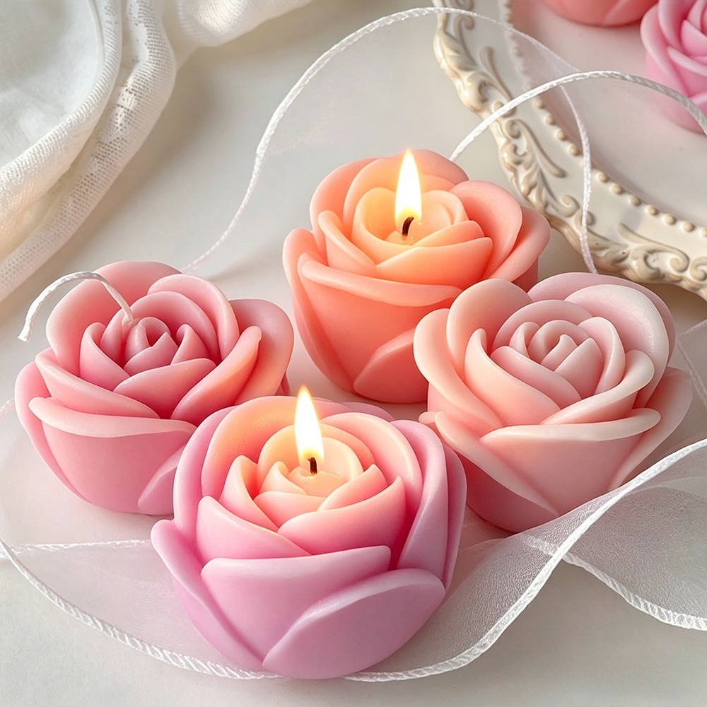 4pcs/set Rose Candle Silicone  - Candle Making Date review and price